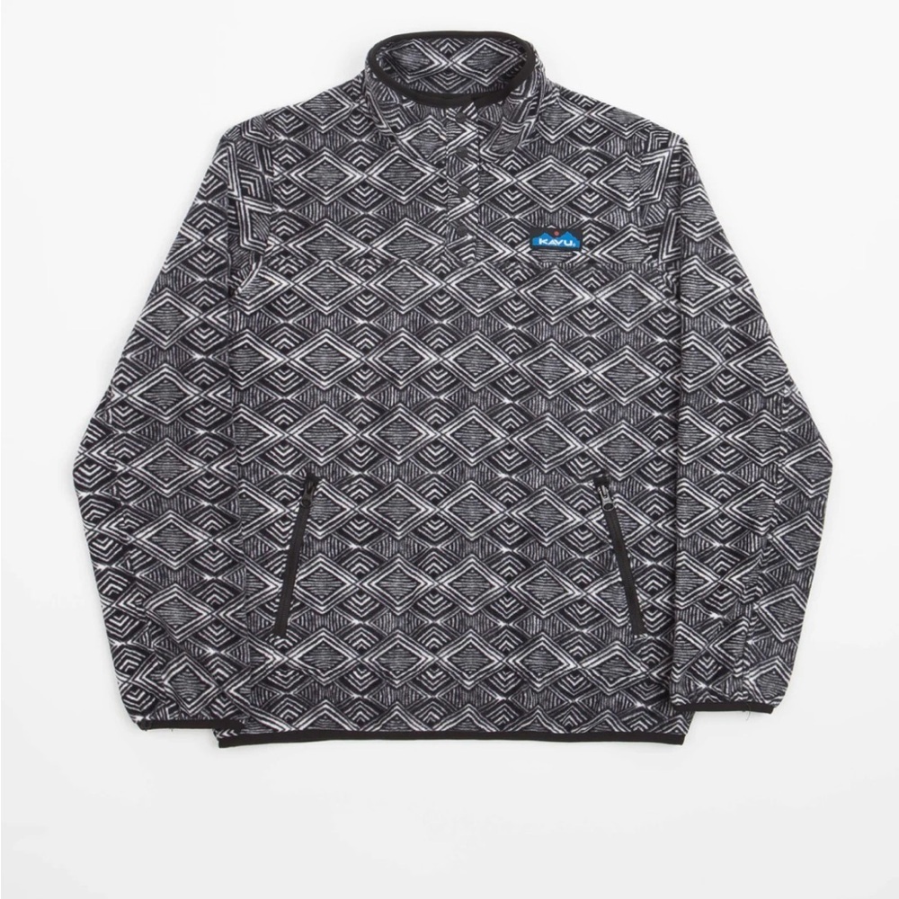 KAVU Cavanaugh half button Patterned Fleece Jacket in Shadow Inlay Size XS